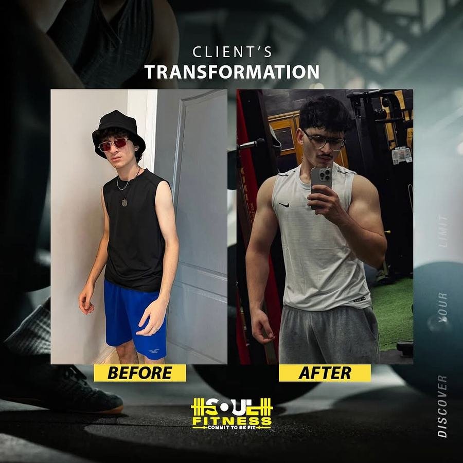 Soul Fitness client transformation, before and after