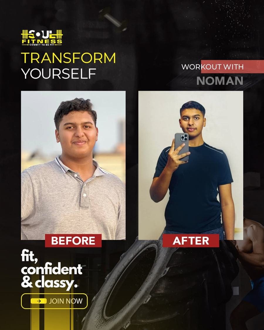 Client transformation, workout with Noman