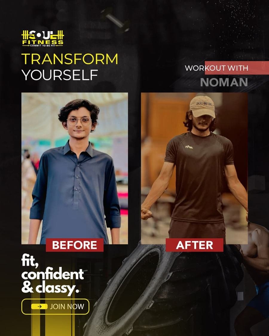 Client transformation, workout with Noman